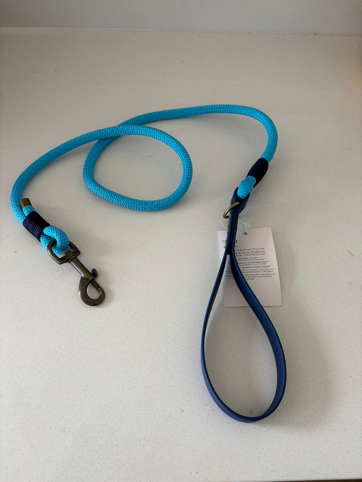 Blue Premium Rope & Biothane Handle Dog Lead