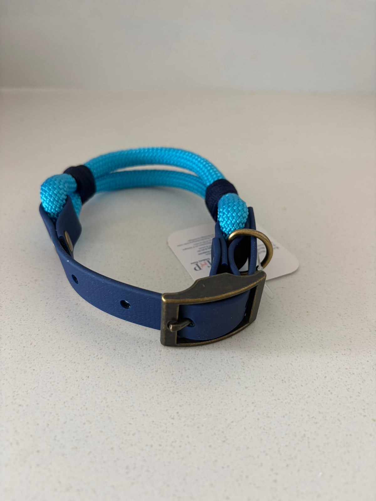 Blue Premium Rope & Biothane Buckle Dog Collar