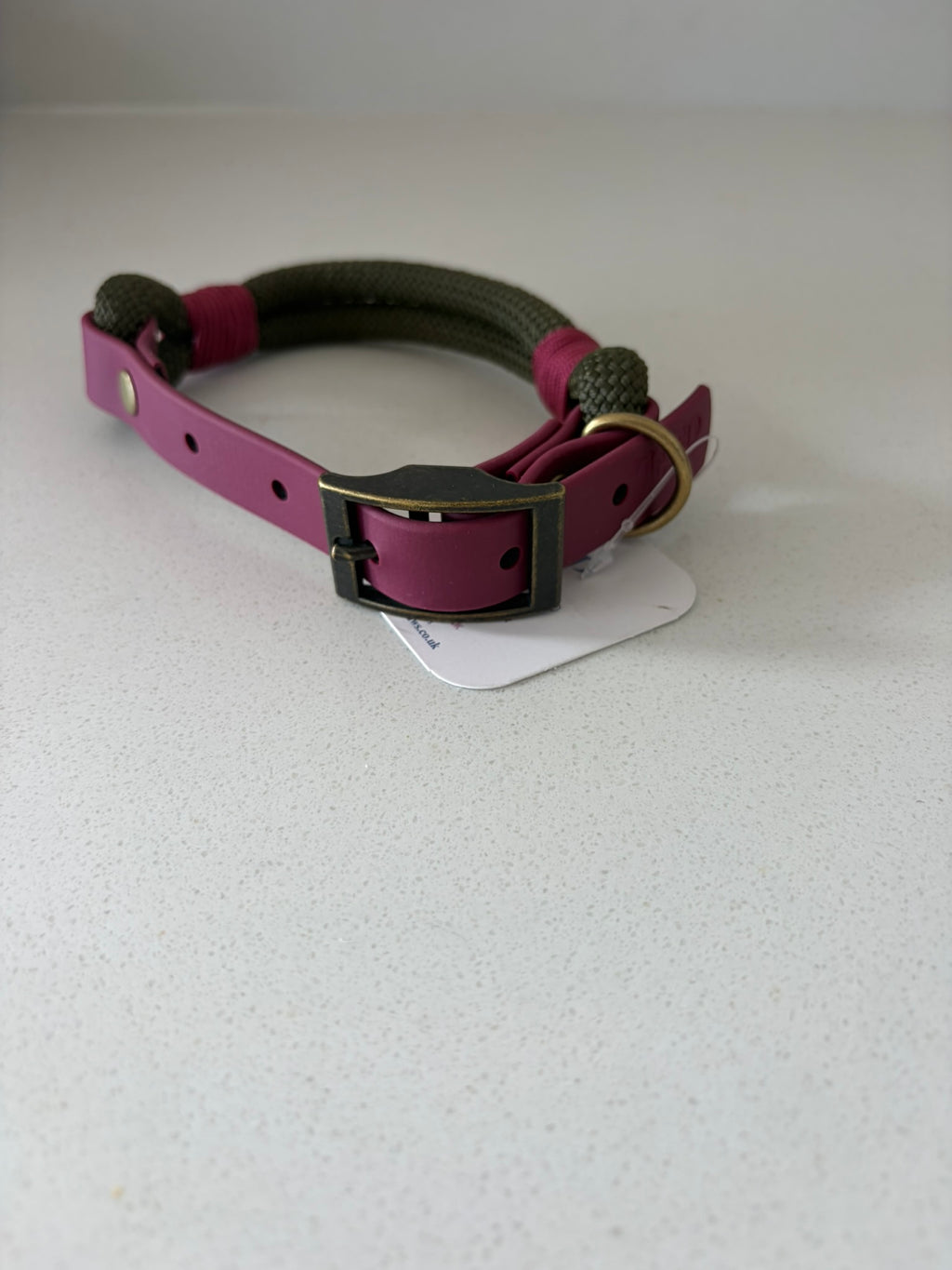 Hunter Green Premium Rope & Biothane Buckle Dog Collar