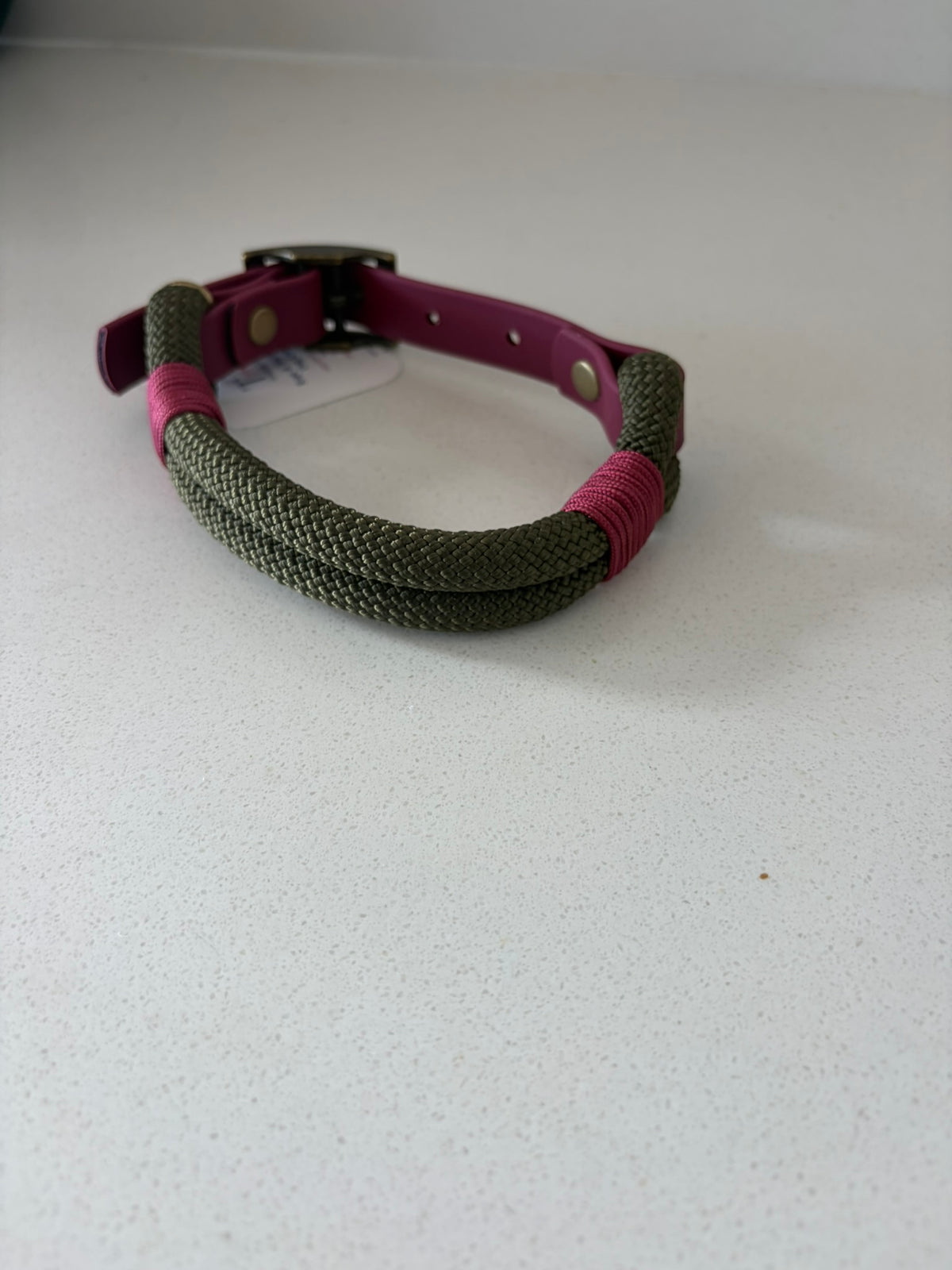 Hunter Green Premium Rope & Biothane Buckle Dog Collar