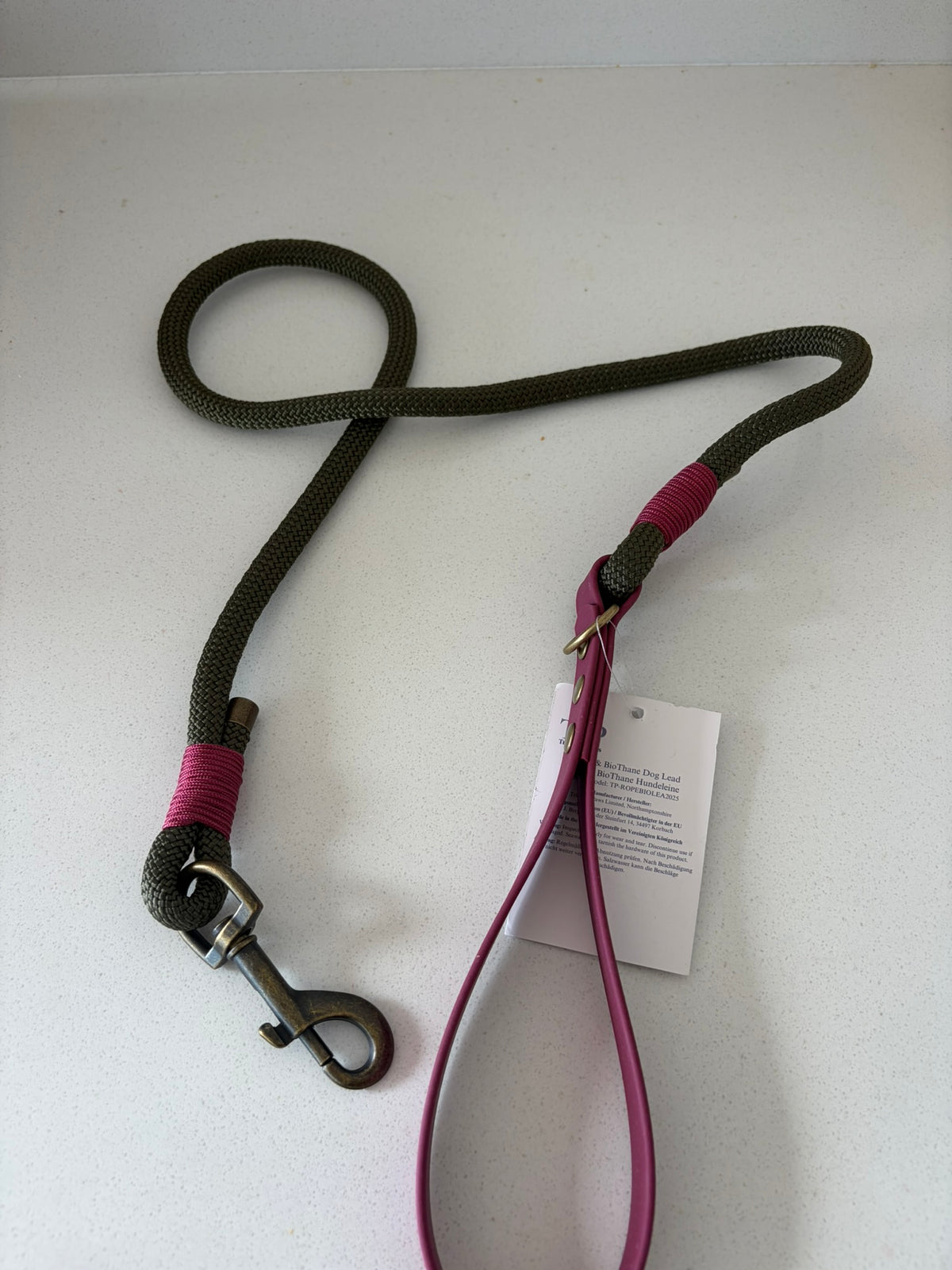 Hunter Green Premium Rope & Biothane Handle Dog Lead